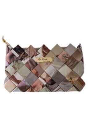 Beige handmade clutch evening bag purse